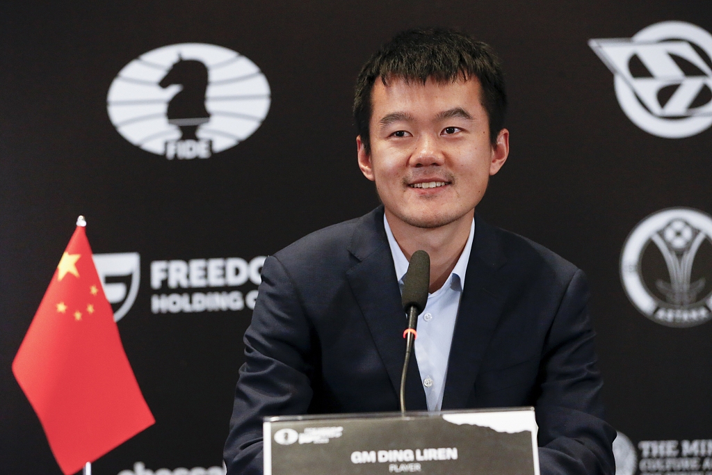 Ding Liren of China attends a press conference after winning the World Chess Championship in Astana, Kazakhstan, April 30, 2023. /CFP