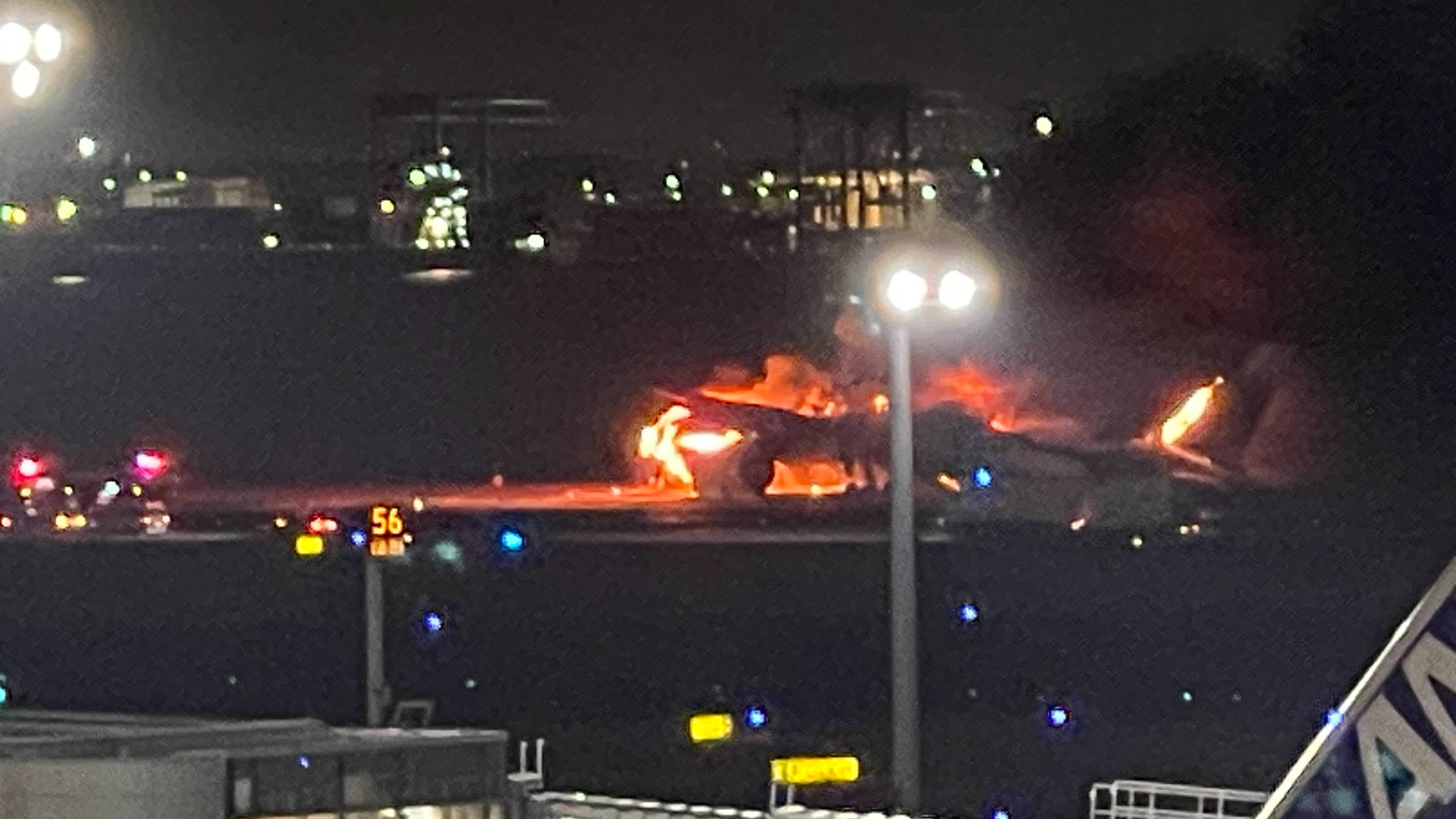 Aircraft catches fire at Japan's Haneda airport, January 2, 2024. /CMG
