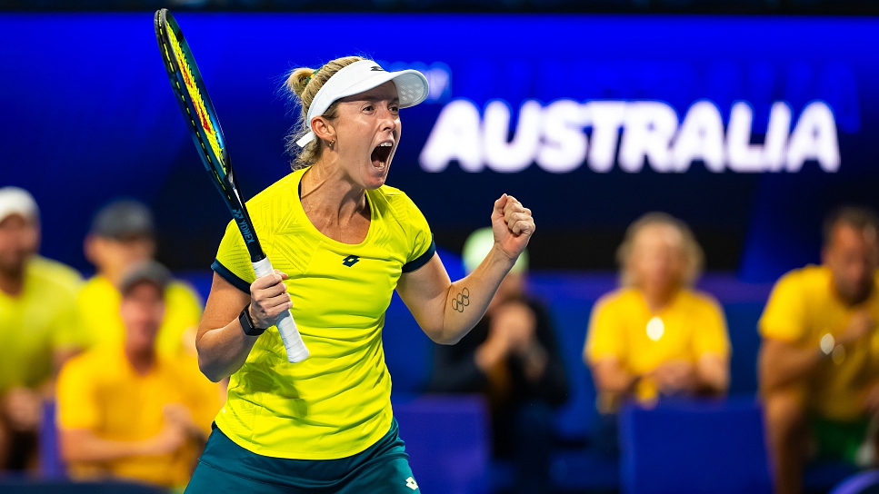 Storm Hunter of Australia reacts after winning their mixed doubles of the United Cup at RAC Arena in Perth, Australia, January 1, 2024. /CFP