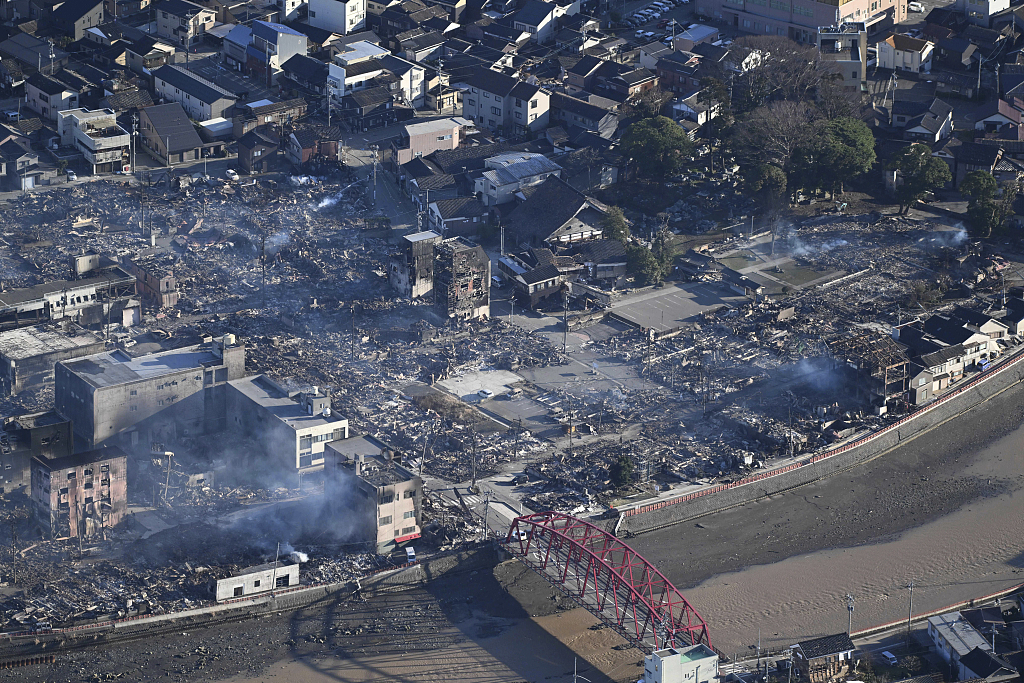 Pictured are houses damaged by a powerful earthquake in Suzu City, Ishikawa Prefecture, January 2, 2024. /CFP