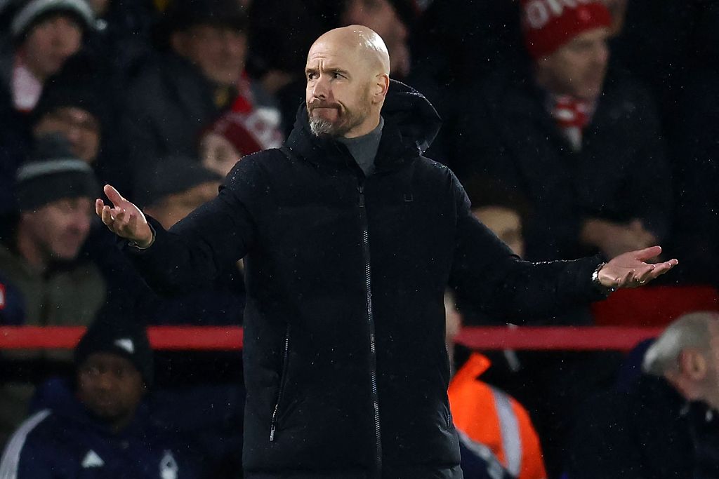 Erik ten Hag, manager of Manchester United, looks on during the Premier League game against Nottingham Forest at City Ground in Nottingham, England, December 30, 2023. /CFP 