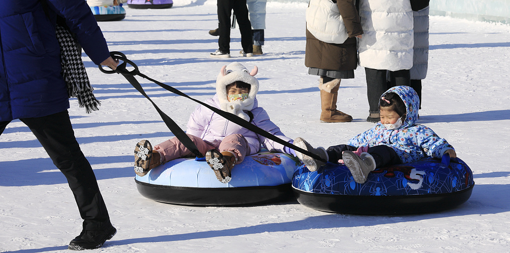 Children enjoy winter games at Harbin Ice and Snow World in Harbin, Heilongjiang Province on December 31, 2023. /CFP
