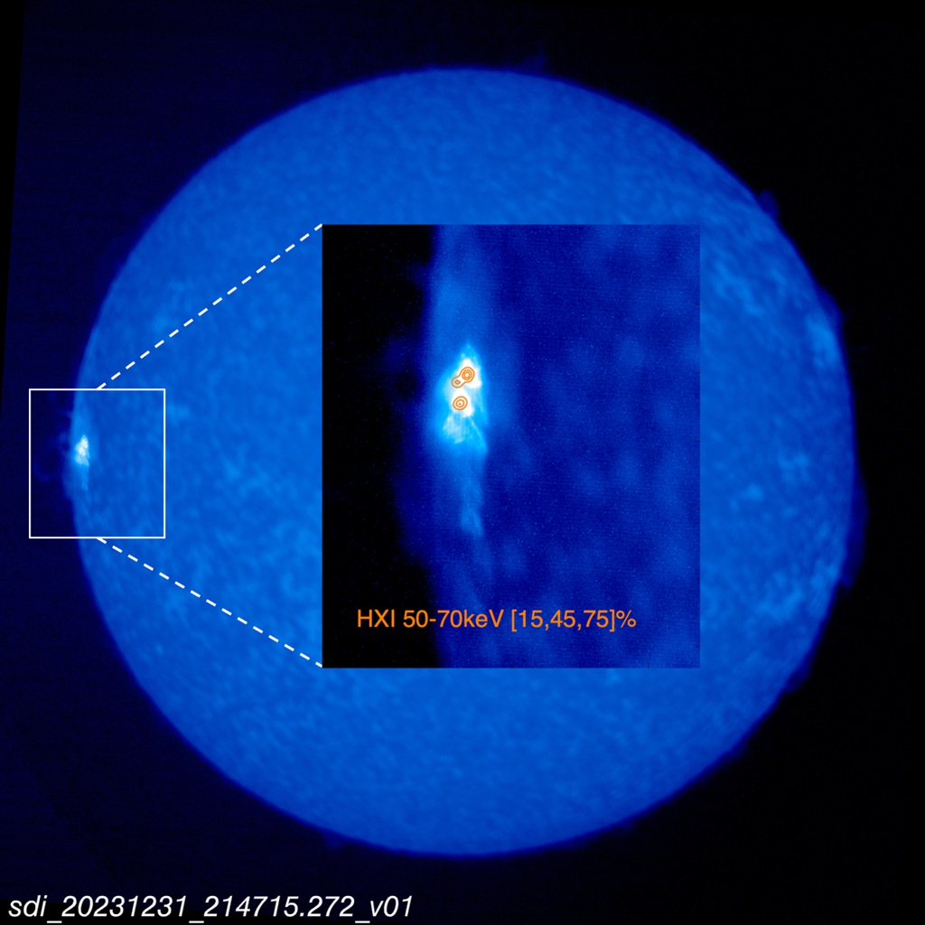 The imaging of the X-class solar flare (in orange). /China Media Group