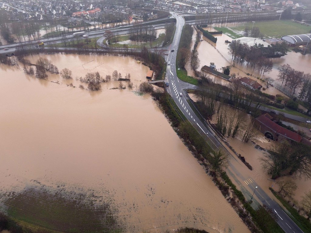A flooded section of Blendecques, northern France, following the flood of the Aa river, January 3, 2024. /CFP