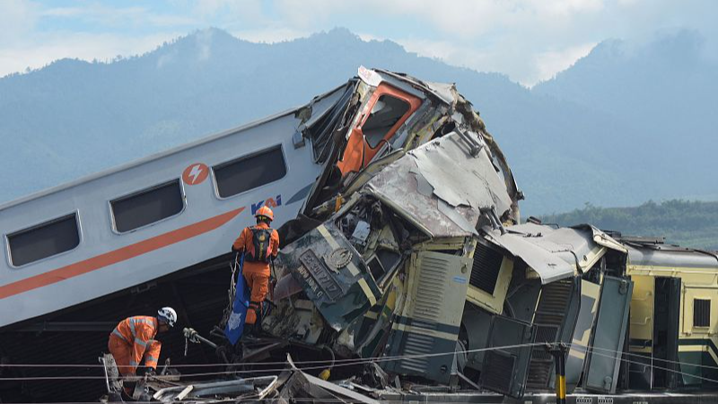 Live: Rescue underway after two trains collide in Indonesia