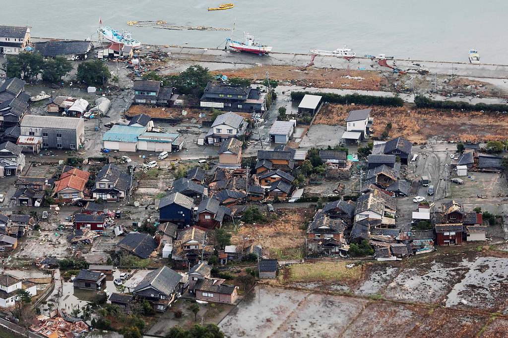 Damage in the city of Suzu after a magnitude-7.6 earthquake struck the Noto region in Ishikawa prefecture, Japan, January 2, 2024. /CFP
