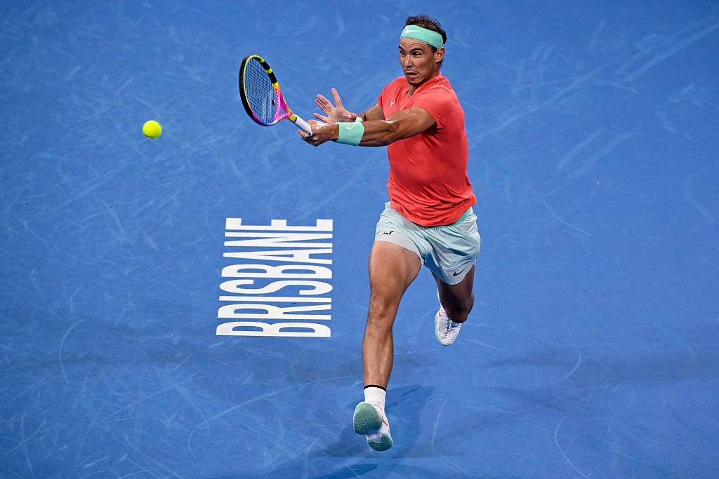 Rafael Nadal of Spain competes in the men's singles quarterfinals match against Jordan Thompson of Australia at the Brisbane International in Brisbane, Australia, January 5, 2024. /CFP