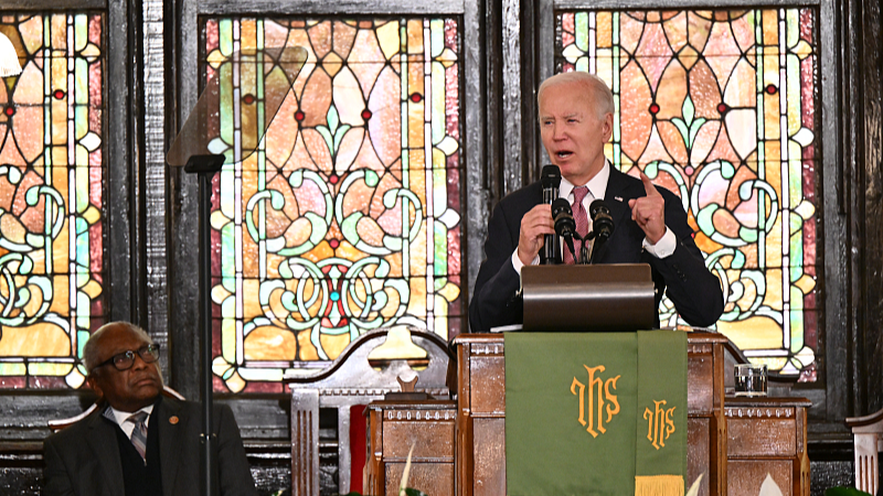 U.S. President Joe Biden delivers remarks at the historic Mother Emanuel AME Church in Charleston, South Carolina, January 8, 2024. /CFP