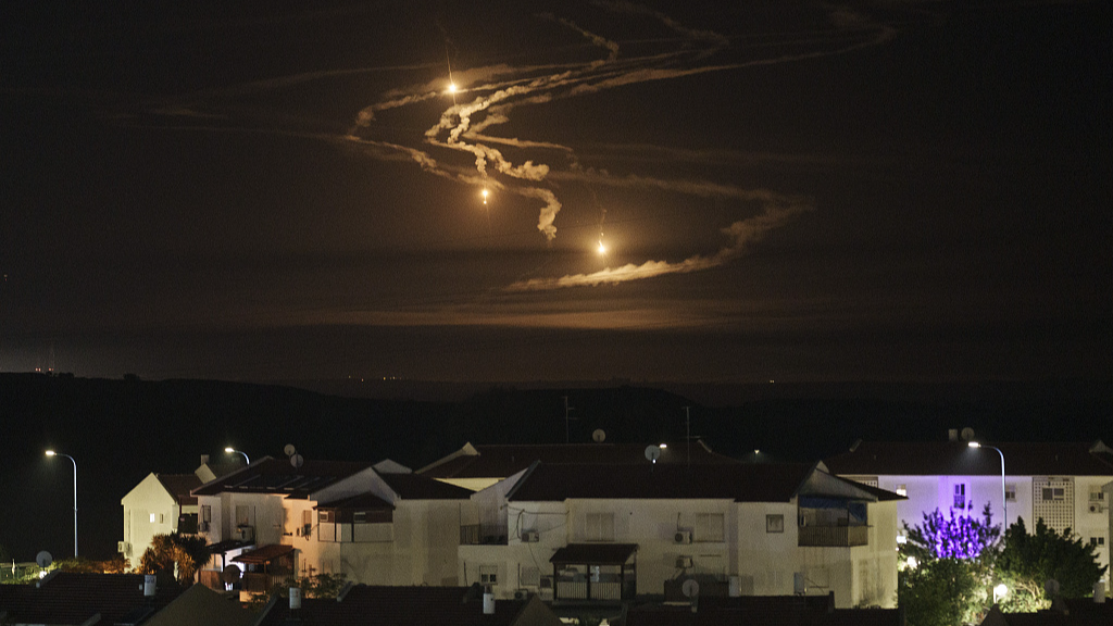 Flares rise over the Gaza Strip as seen from southern Israel, January 8, 2024. /CFP
