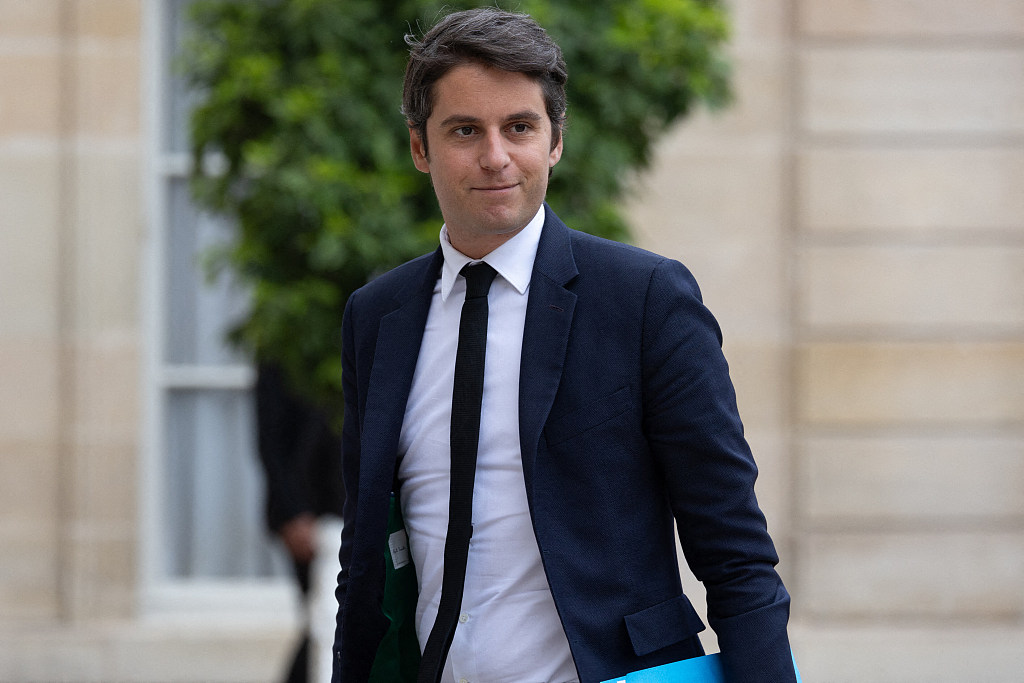 Gabriel Attal arrives for an Olympic and Paralympic Council meeting for the Paris 2024 Summer Olympic and Paralympic Games at the Elysee Palace in Paris, France, July 19, 2023. /CFP