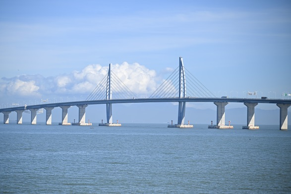 The Hong Kong-Zhuhai-Macao Bridge tourism trial operation was officially opened in Zhuhai, south China's Guangdong Province, December 15, 2023. /CFP