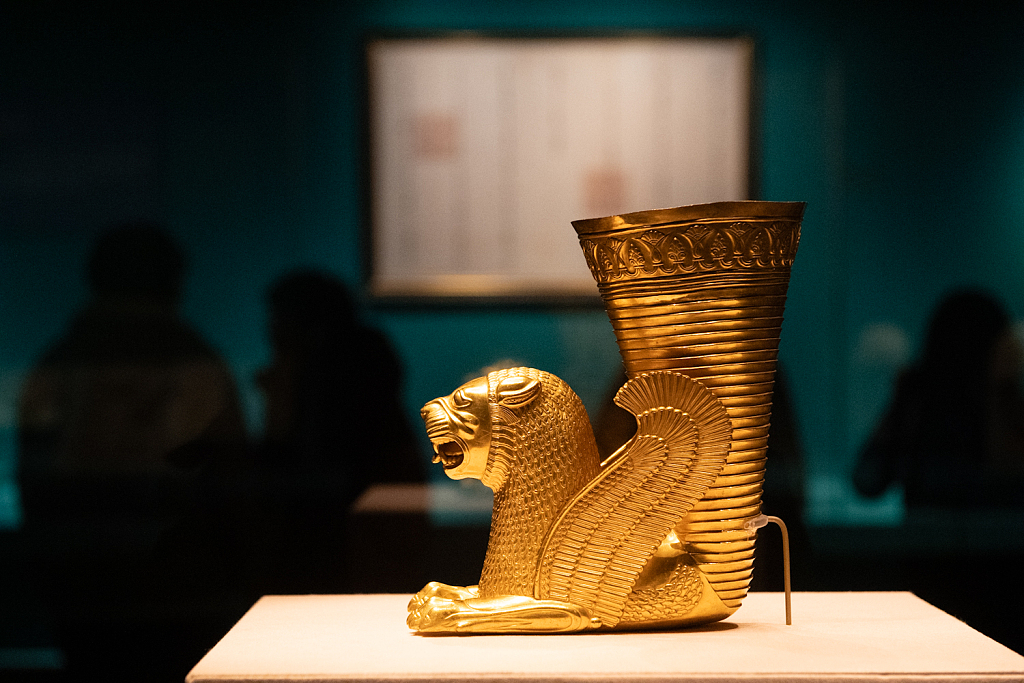 A cultural relic from Iran is exhibited at the Palace Museum in Beijing, January 10, 2024. /CFP