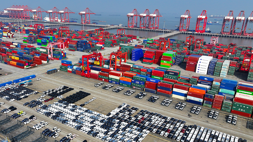 Cars are about to be exported from a port in east China's Jiangsu Province, January 12, 2024. /CFP