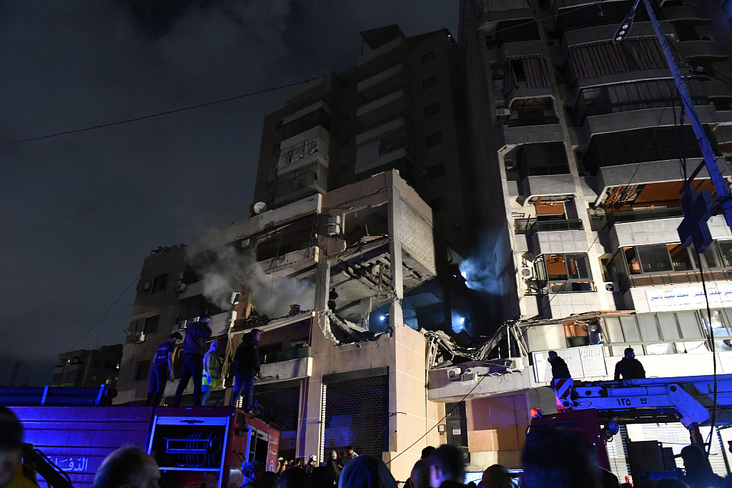 Smoke rises after Israeli drone struck a Hamas office in Dahieh region of Beirut, Lebanon, January 02, 2024. /CFP