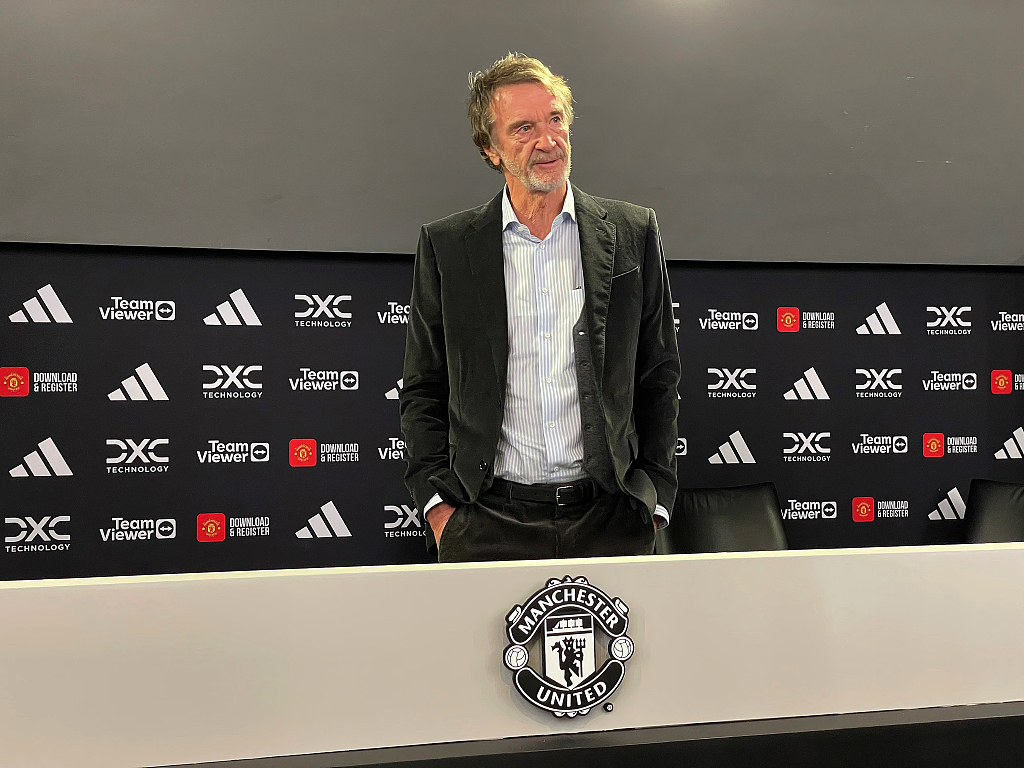 Sir Jim Ratcliffe speaks to media ahead of the Premier League game between Manchester United and Tottenham Hotspur at Old Trafford in Manchester, England, January 14, 2024. /CFP