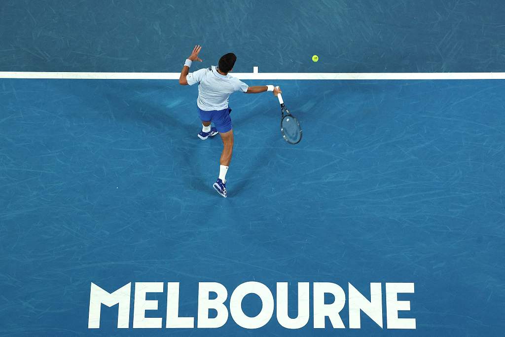 Novak Djokovic of Serbia in action during the Australian Open in Melbourne, Australia, January 14, 2024. /CFP