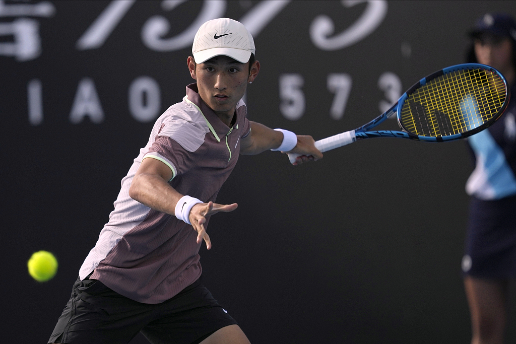 Shang Juncheng of China in action during the Australian Open in Melbourne, Australia, January 16, 2024. /CFP