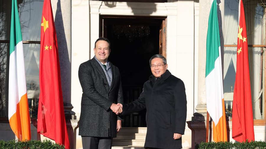 Chinese Premier Li Qiang holds talks with Irish Prime Minister Leo Varadkar at Farmleigh House, the official Irish state guest house, in Dublin, Ireland, January 17, 2024. /Xinhua