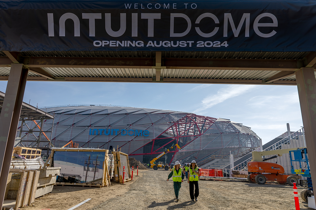 A view of the under-construction Clippers arena Intuit Dome in Inglewood, U.S., January 16, 2024. /CFP
