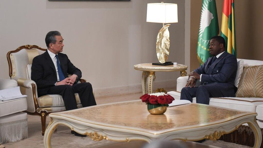 Togolese President Faure Gnassingbe (R) meets with visiting Chinese Foreign Minister Wang Yi, in Lome, Togo, January 17, 2024. /Xinhua