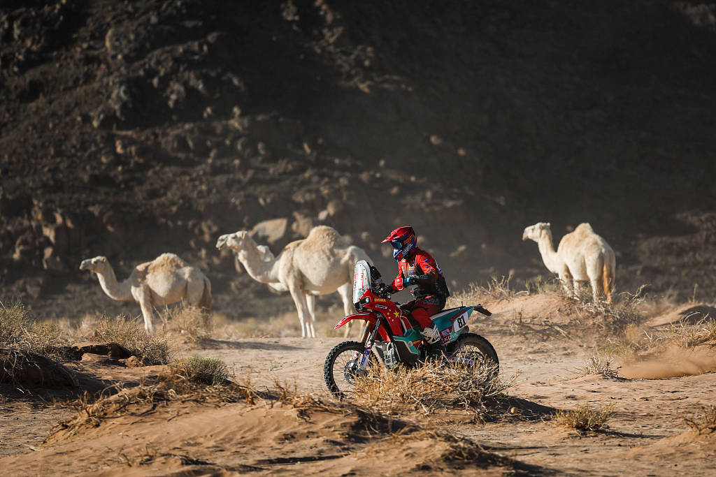 China's Fang Xiangliang of Kove Team in action during the stage 11 of the Dakar Rally between Al Ulta and Yanbu, Saudi Arabia, January 18, 2024. /CFP 