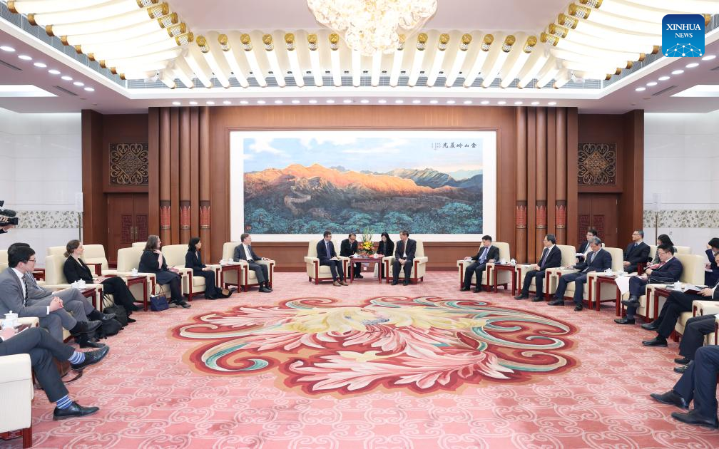 He Lifeng, Chinese vice premier and Chinese lead person for China-U.S. economic and trade affairs, meets with the U.S. delegation of the China-U.S. financial working group in Beijing, China, January 19, 2024. /Xinhua