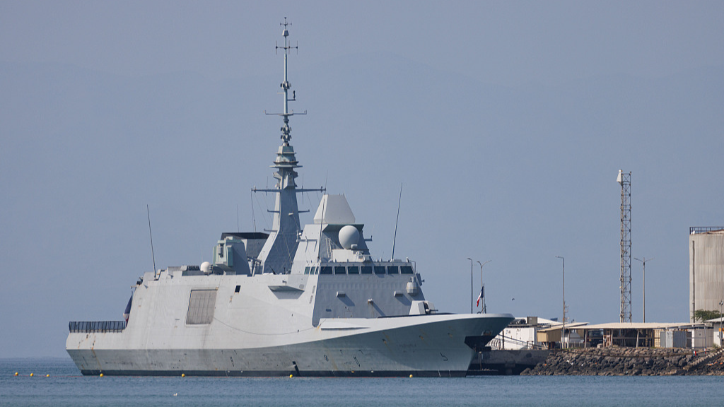 The French navy ship, the FS Languedoc (D653), as seen in port on January 20, 2024 in Djibouti, Djibouti. /CFP