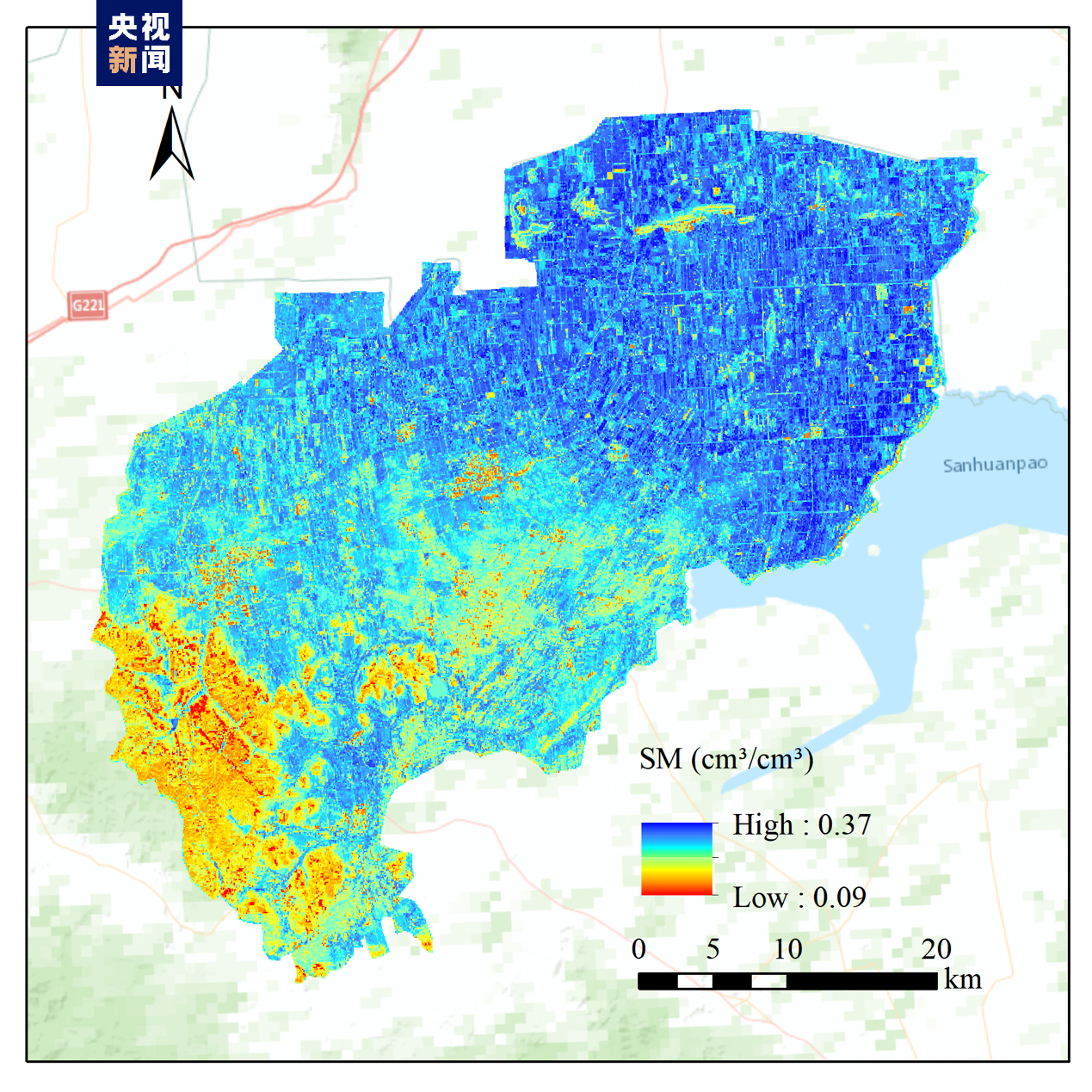 A soil moisture monitoring map created with data from Gaofen-5 01A. /CMG