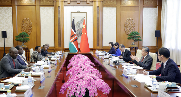 Chinese Foreign Minister Wang Yi holds talks with Prime Cabinet Secretary and Cabinet Secretary for Foreign and Diaspora Affairs of Kenya Musalia Mudavadi in Beijing, China, January 25, 2024. /Chinese Foreign Ministry