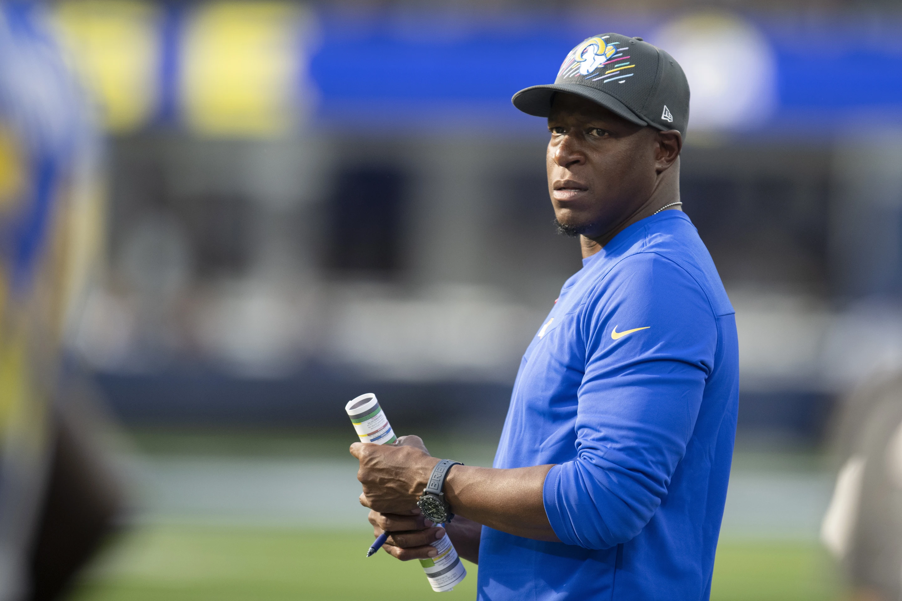 Raheem Morris, defensive coordinator of the Los Angeles Rams, is hired as the new head coach of the Atlanta Falcons, January 25, 2024. /AP