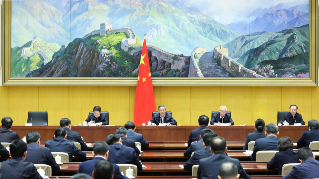 Chinese Premier Li Qiang, also a member of the Standing Committee of the Political Bureau of the Communist Party of China Central Committee, speaks at a national teleconference on workplace safety, January 26, 2024. /Xinhua