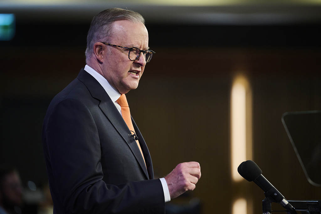 Anthony Albanese, Australia's prime minister, speaks at the National Press Club in Canberra, Australia, January 25, 2024. /CFP