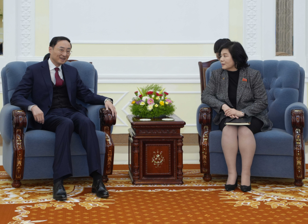 Chinese Vice Foreign Minister Sun Weidong (L) meets DPRK Foreign Minister Choe Son Hui, also an alternate member of the Political Bureau of the Central Committee of the Workers' Party of Korea, in Pyongyang, DPRK, January 26, 2024. /Chinese Foreign Ministry