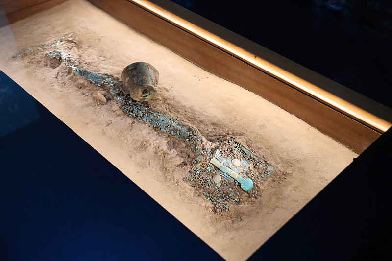 The loong-shaped artifact unearthed from the Erlitou archaeological site is seen on display at the Chinese Archaeological Museum in Beijing, September 5, 2023. /CFP