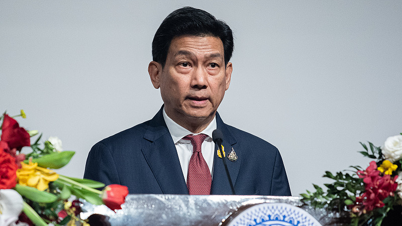 Parnpree Bahiddha-Nukara, Thailand's foreign affairs minister, speaks to the media during a signing ceremony between Thailand and China at the Ministry of Foreign Affairs in Bangkok, Thailand, January 28, 2024. /CFP