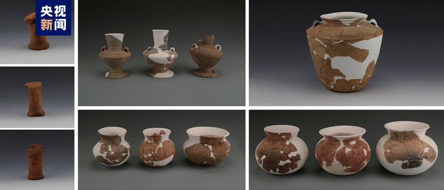 Relics unearthed at the Keqiutou Neolithic site group in Pingtan County, Fujian Province. /CMG