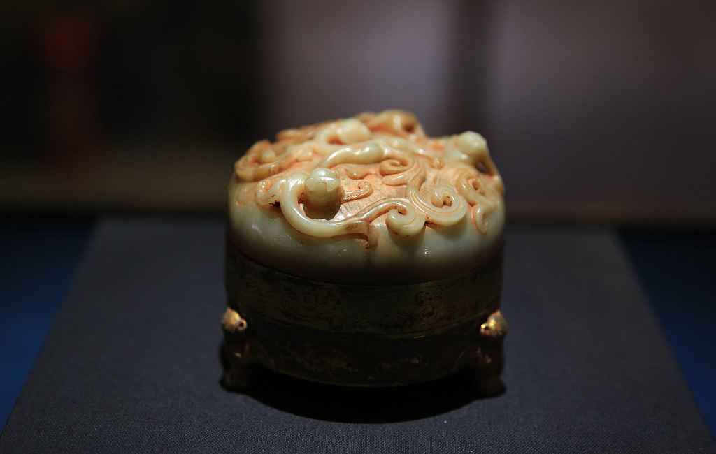 A photo taken on January 26, 2024 shows a cultural relic on display at the Yutian Ancient Chinese Jade Museum in Fuzhou, Fujian Province, China. /CFP