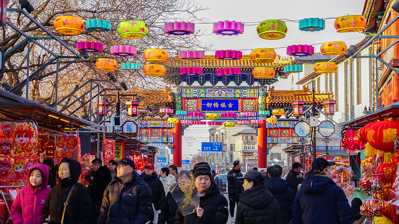 Residents visit a traditional Chinese lantern fair at Yangliuqing Ancient Town in Tianjin, January 28, 2024. /CFP