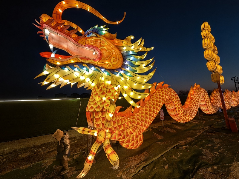 A Chinese dragon-shaped lantern is on display at Yangliuqing Ancient Town in Tianjin, January 28, 2024. /CFP