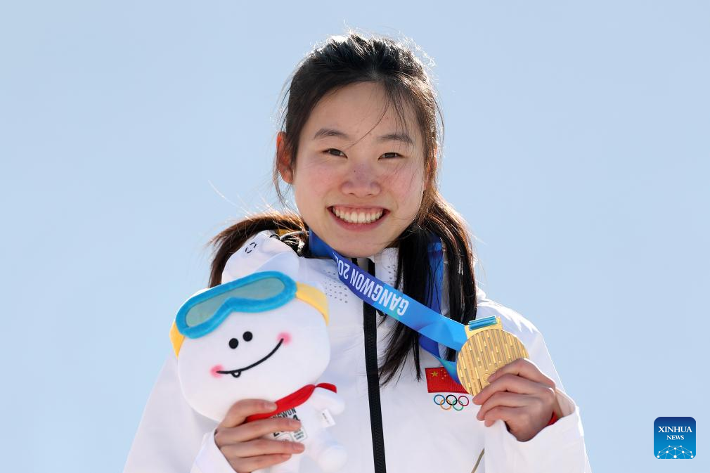 Liu Yishan of China, winner of the women's halfpipe final of freestyle skiing at the Gangwon 2024 Winter Youth Olympic Games in Gangwon, South Korea, January 31, 2024. /Xinhua