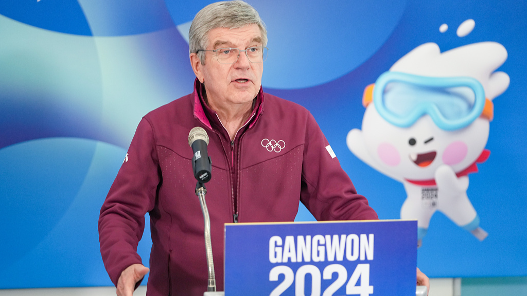 IOC president Thomas Bach speaks at the Main Media Center during the Gangwon 2024 Winter Youth Olympic Games in Gangneung, South Korea, February 1, 2024. /CFP