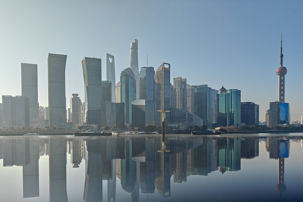 A view of the waterfront of Lujiazui, Shanghai's financial district, with its distinctive skyline. /CPF