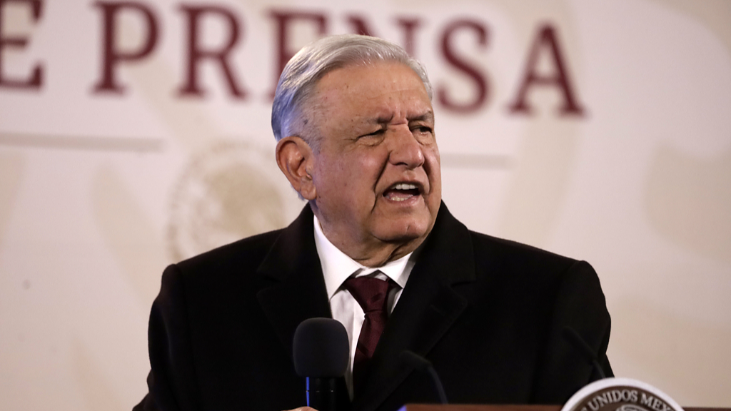 Mexican President Andres Manuel Lopez Obrador speaks at a press conference before reporters in the Treasury Room at the National Palace in Mexico City, Mexico, January 29, 2024. /CFP