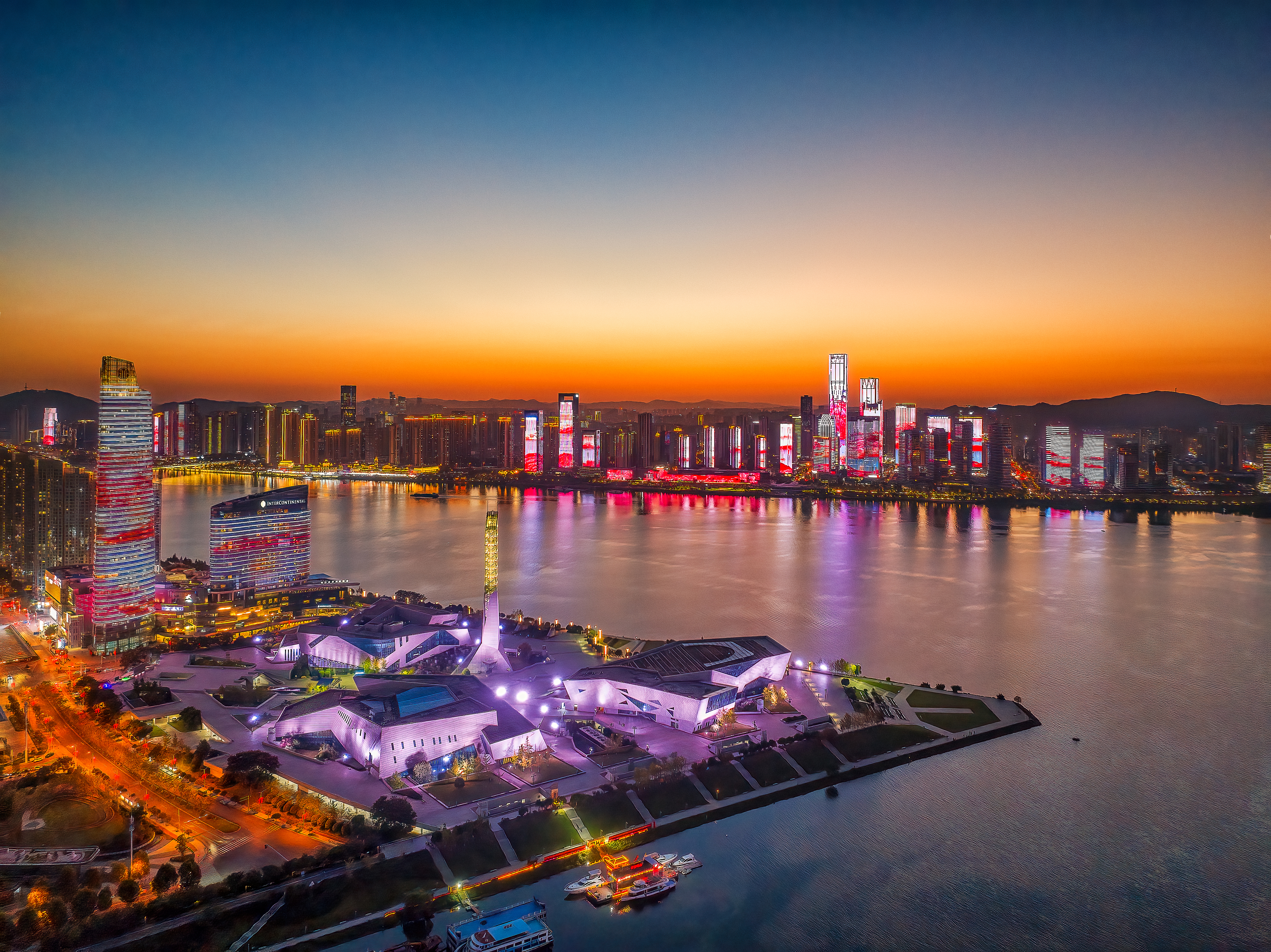 The view of Beichen Delta of Changsha, central China's Hunan Province, January 4, 2024. Changsha, one of the four sub-venues of the gala, sets the stage in this delta where the Xiangjiang River and Liuyang River meet. /CFP