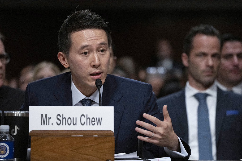 TikTok CEO Shou Zi Chew testifies during the Senate Judiciary Committee's hearing on online child safety on Capitol Hill in Washington D.C., January 31, 2024. /CFP
