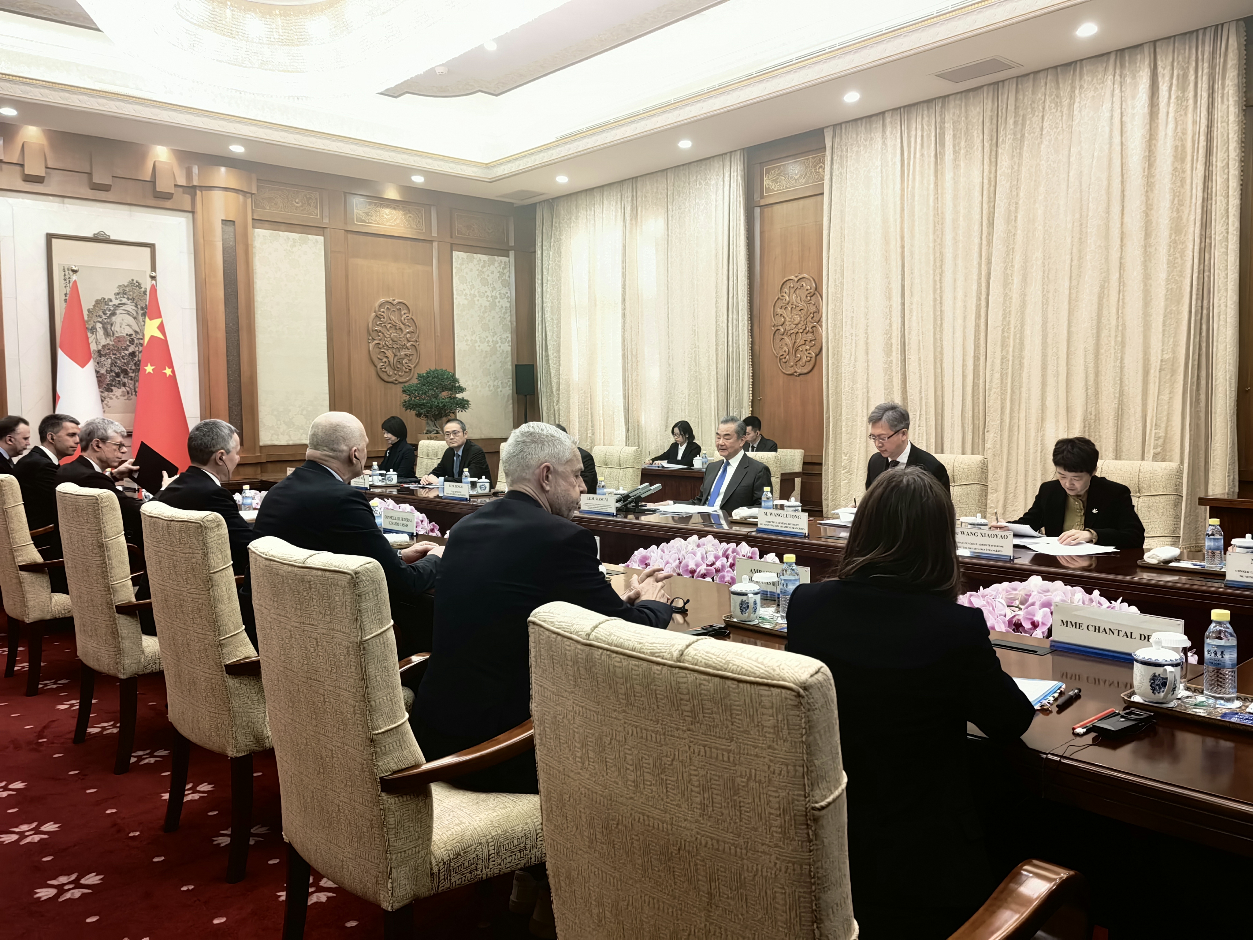 Chinese Foreign Minister Wang Yi meets with Swiss Federal Councillor and Foreign Minister Ignazio Cassis in Beijing, China, February 7, 2024. /CGTN