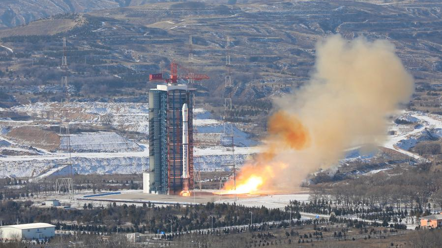 The China-Brazil Earth Resource Satellite-4A is launched on a Long March-4B carrier rocket at Taiyuan Satellite Launch Center in north China's Shanxi Province on Dec. 20, 2019. /Xinhua