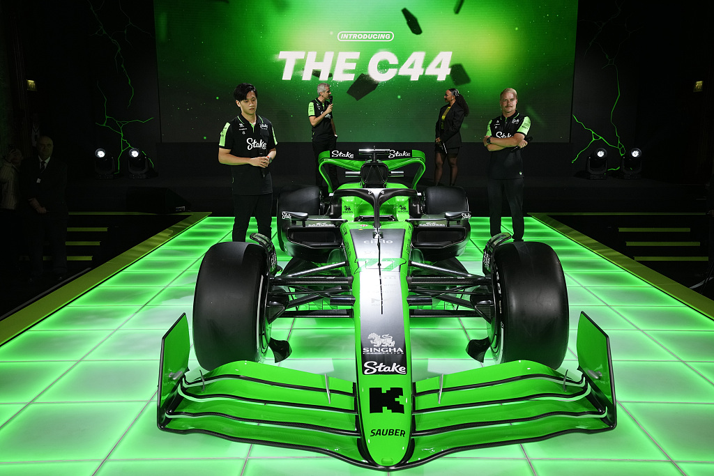A view of the Stake F1 Team C44 race car for the new season in London, England, February 5, 2024. /CFP 