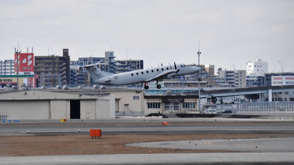 The Fukuoka Airport has U.S. military facilities where American aircrafts land and take off, as seen on February 3, 2021. /The Mainichi