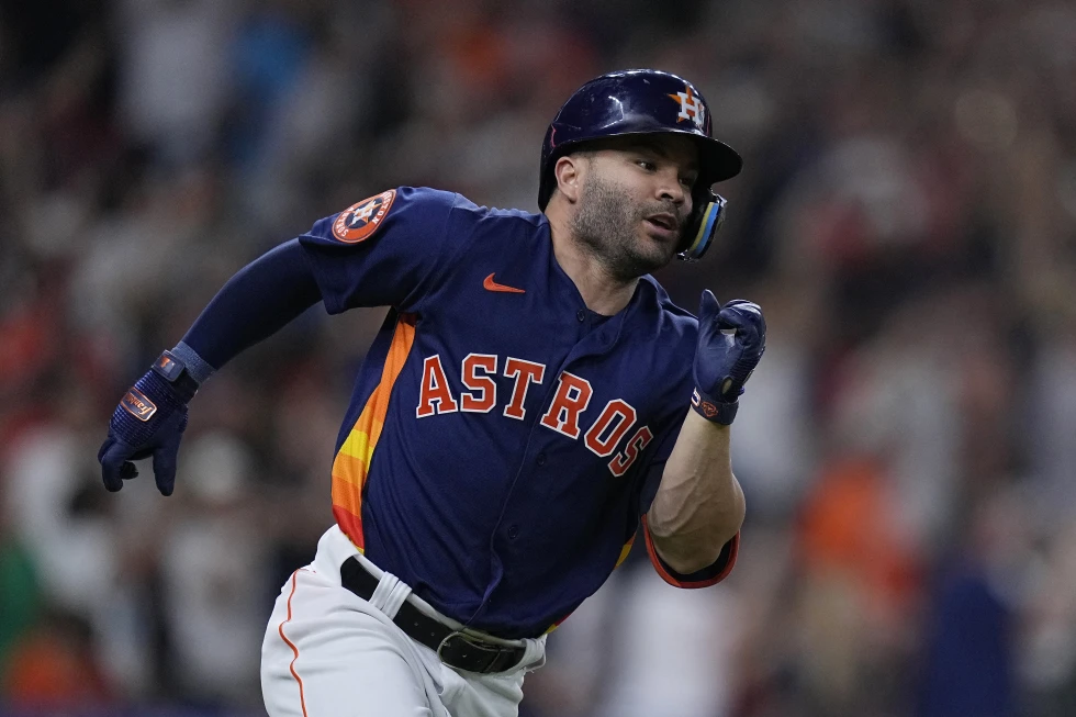 Jose Altuve of the Houston Astros agrees to a five-year, $125 million contract extension with the team, February 6, 2024. /AP